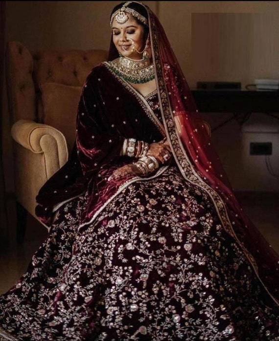 Sabyasachi maroon bridal clearance lehenga