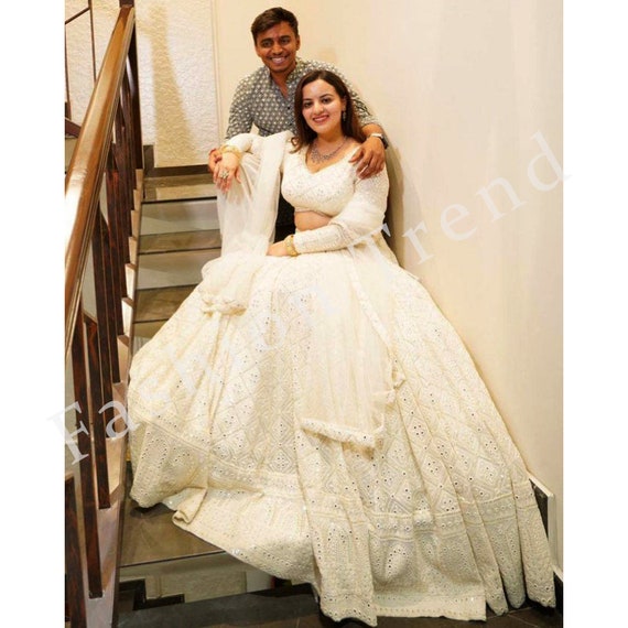 White indian bridal lehenga cheap