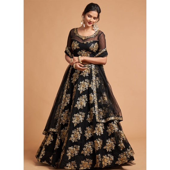 Black Wedding Lehenga Choli Sabyasachi Lehenga for Women Partywear