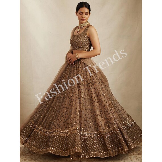 Brown Sabyasachi Lehenga Choli Partywear Lehenga for Women