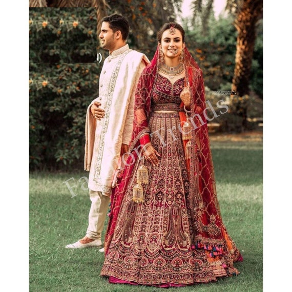 Maroon Colour Attractive Indian Bridal Lehenga Choli Jari Embroidery Heavy  Velvet Bridal Lehenga for Women Sabya Sachi Designer Lehenga -  Canada