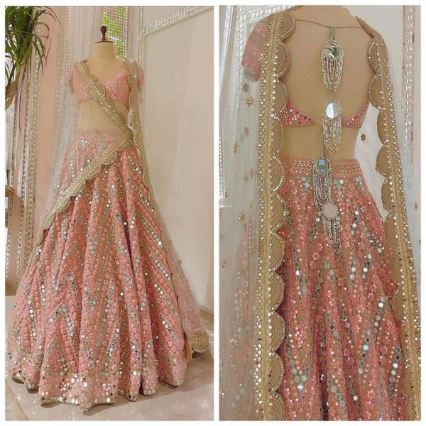 Pink Designer lehenga choli Partywear lehenga for women Indian dress Bridal lehenga skirt Sabyasachi lehenga blouse Wedding lehenga Crop top