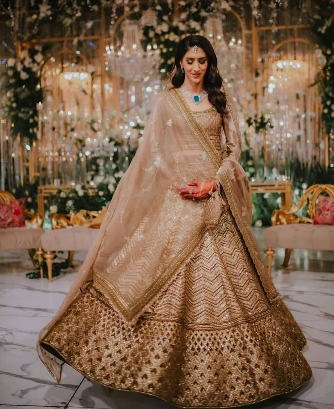 Anisha Padukone in Sabyasachi lehenga at Deepika and Ranveer's wedding  reception – South India Fashion