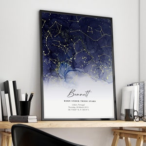 Regalo personalizzato unico per il 21° compleanno per lei Mappa stellare personalizzata per data Mappa stellare anniversario Mappa costellazione Stampa personalizzata del cielo notturno