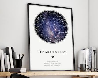 The Night We Met Personalised Star Map by Date Unique 1 Year Anniversary Gift for Boyfriend 25th Wedding Anniversary Gift for Couple