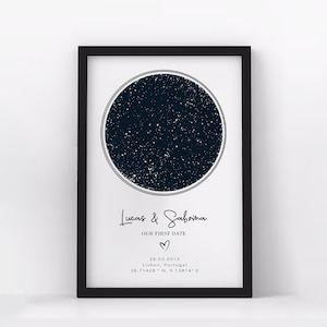 Impression carte des étoiles personnalisée, cadeau d'anniversaire de notre rencontre, impression ciel nocturne, affiche carte des étoiles, cadeau de mariage, impression constellation, cadeau personnalisé