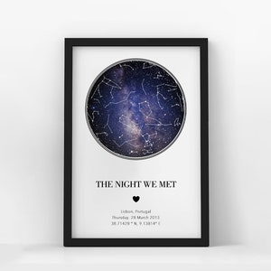 Custom Sternenkarte Print, Nacht wir trafen uns Jahrestag Geschenk, Nachthimmel Print, Sternenkarte Poster, Hochzeitsgeschenk, Konstellation Print, personalisiertes Geschenk