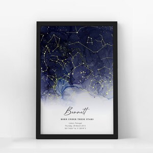 Carte des étoiles personnalisée par date, cadeau d'anniversaire spécial, impression constellation, affiche de carte des étoiles, cadeau d'anniversaire de 1 an pour petit ami