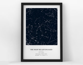 Custom Star Map By Date, Custom Star Map, Anniversary Gift, Personalized Star Map, Gift For Boyfriend, Night We Met, First Date Print