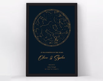Custom Star Map by Date 1 Year Anniversary Gift for Boyfriend 25th Wedding Anniversary Gift for Couple The Night We Met Constellation Map