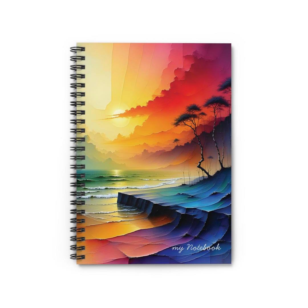 Notebook Am Strand Coastal Sunset Notebook | Abstract Ocean Art Journal, 6x8 in | 118 ...