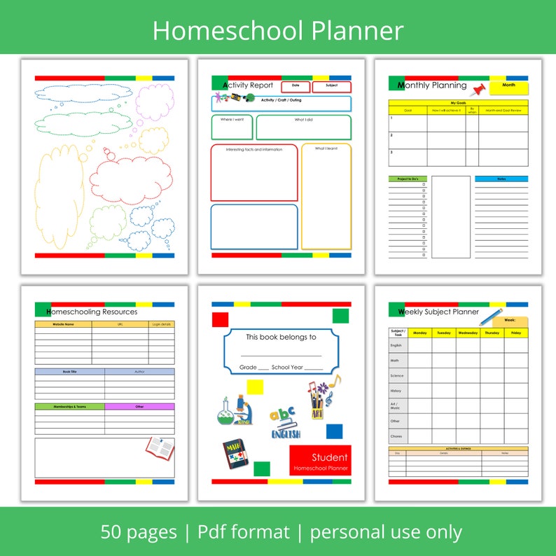 Homeschool Student Planner, Homeschool Planner Printable image 2