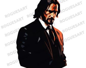 John Wick Clipart PNG, (300 DPI) Action Hero Digital Download, Movie Character Sticker, Printable Sublimation Design, Transparent Background
