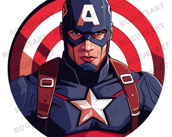 Capitán América Clipart PNG, Escudo de Superhéroe SVG, Descarga Digital de Arte Cómico, Pegatina Imprimible, Diseño de Sublimación, Fondo Transparente