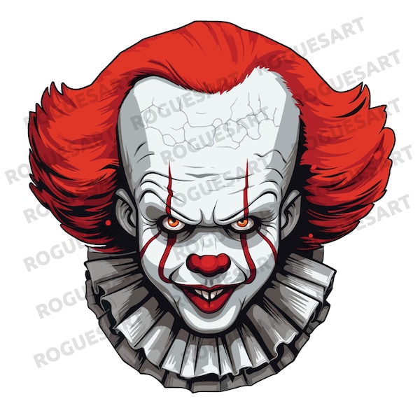 Pennywise IT Clipart PNG, Sticker, SVG, Digital Download, Printable, Sublimation, Transparent, it Clown horror movie