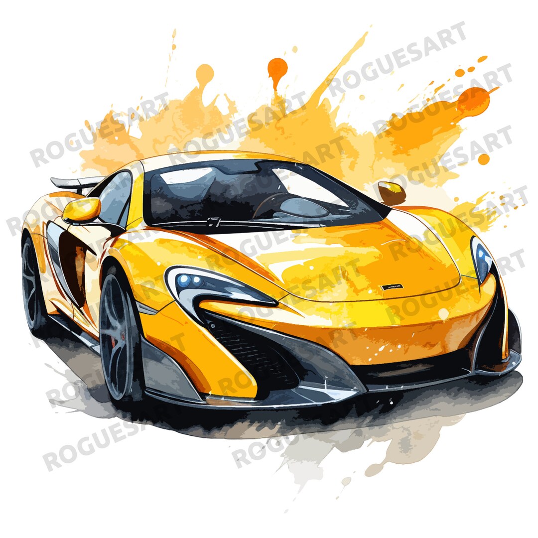 Mclaren 650s Watercolor Clipart, Digital Download PNG, SVG
