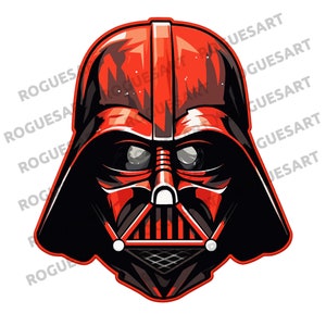 May include: A red and black Darth Vader mask with a detailed design. The mask has a black helmet with a red visor and a black face mask with a red mouth.