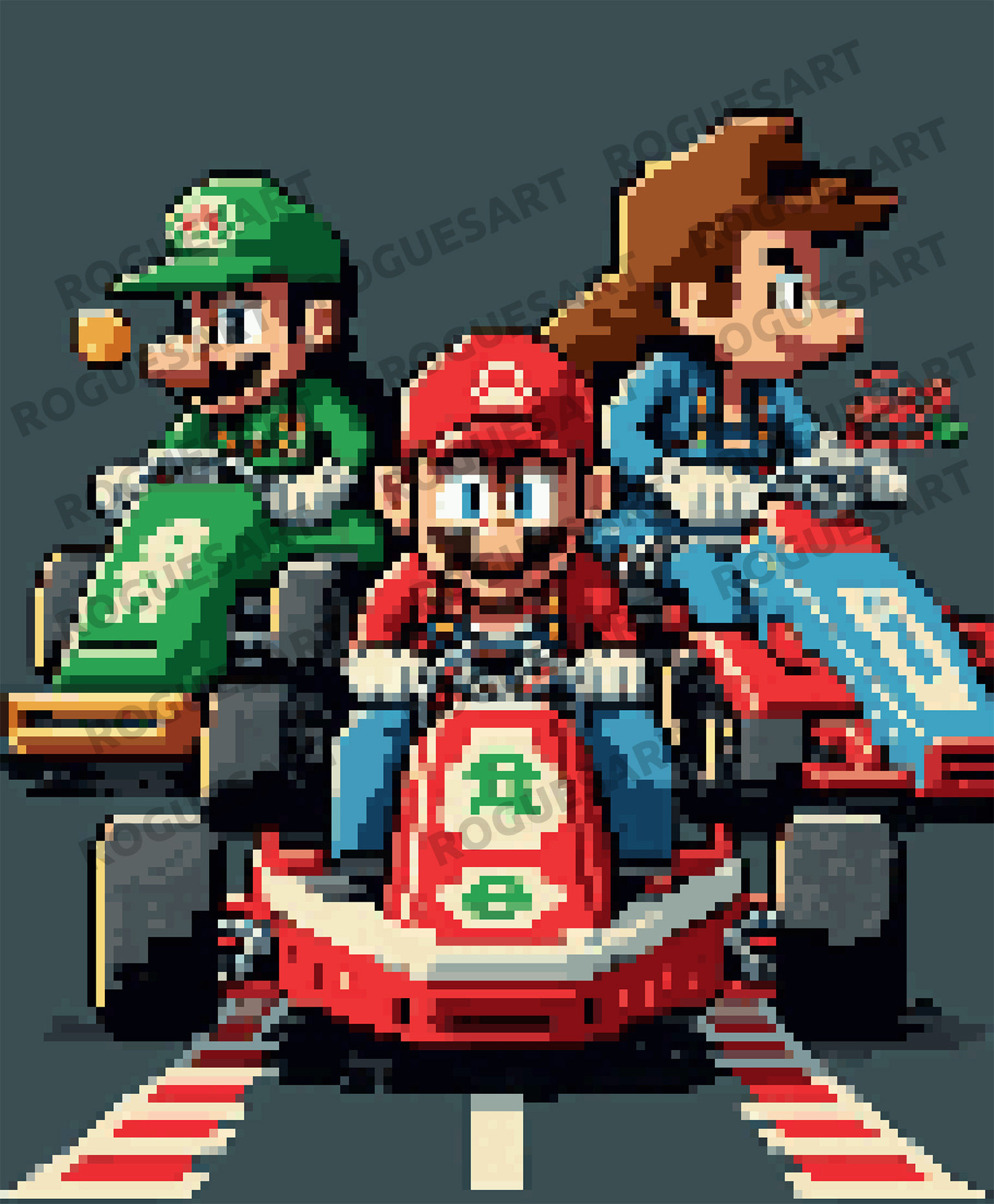 Mario Kart Pixel Art PNG SVG Digital Download Pixelart