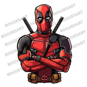 Deadpool Clipart PNG, JPG, digitaler Download, bedruckbar, Sublimation, transparent
