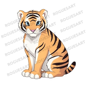 Cute Tiger Cartoon PNG, Sticker, Clipart, Digital Download, Printable, Sublimation, Transparent