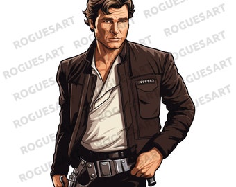 Han Solo Clipart PNG, JPG, téléchargement numérique, imprimable, sublimation, Transparent, personnage Star Wars, contrebandier