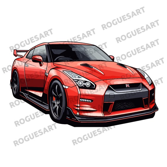 日産GTRクリップアートPNG、SVG、デジタルダウンロード、印刷可能
