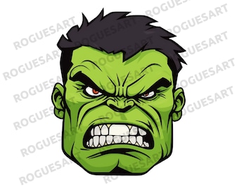 ハルク PNG、SVG、クリップアート、デジタルダウンロード、印刷可能、昇華、透明、マーベルキャラクター、インクレディブルハルクの顔