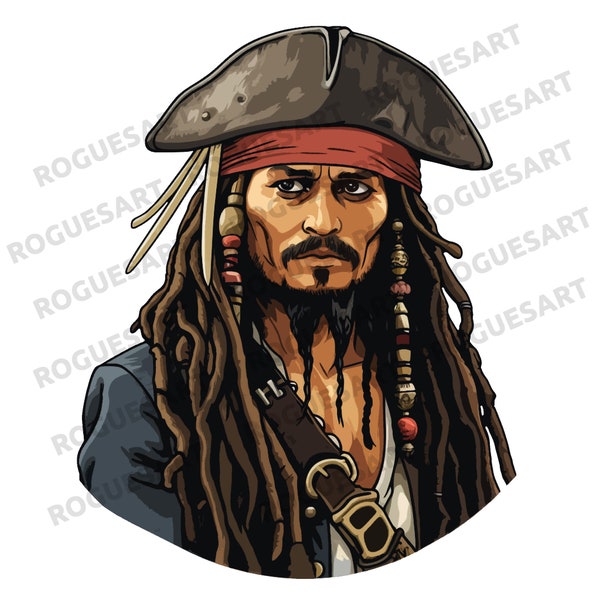 Jack Sparrow Clipart PNG, SVG, Digital Download, Printable, Sublimation, Transparent