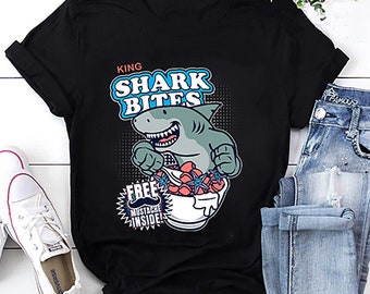 King Shark T-Shirt, Shark Bites Free Mustache Inside T-Shirt, Shark Vintage Shirt, Shark Unisex T-Shirt, Shark Shirt, Shark Tee, Shark Gift