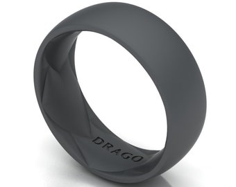 Drago Bands 8mm Solid Silicone Ring Breathable Rubber Wedding Rings for Men | Lifetime Coverage, Unique Design, Ultra Comfort Fit Ring