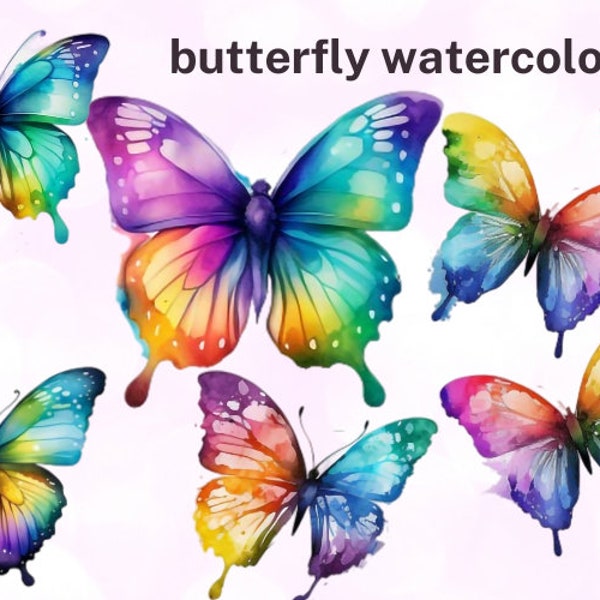 Watercolor butterflies png, watercolor butterflies clipart, invitations, Mixed Media, Scrapbooking, Wall Art, Commercial USE