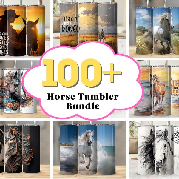 100+ Horse Tumbler Sublimation Design Bundle, Horses Digital Download PNG, Straight Designs, Wrap PNG, Horse Lovers tumbler wrap