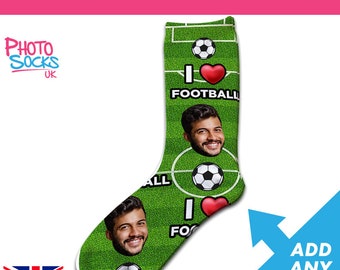 Personalised I Love Football Photo Socks Add Any Photo Great Funny Gift Lovingly Printed in The UK