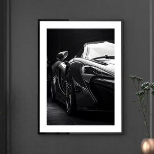 Mclaren P1 Black and White Poster Print Wall Art Decor Monochrome, Present for Him, Anniversary, Supercar Lover, Enthusiasts, Motivation
