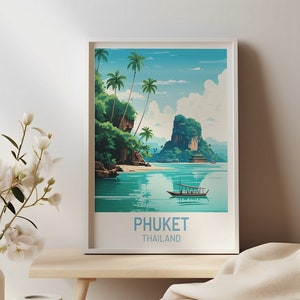 Phuket Thailand Poster | Thailand Wall Art Print | Travel Wall Art | Asia Poster | Village Art Print Decor