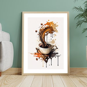 Coffee Artistic Poster Print, Wall Art, Cafe Restaurant Bar Kitchen & Dining Print, Coffee Lover
