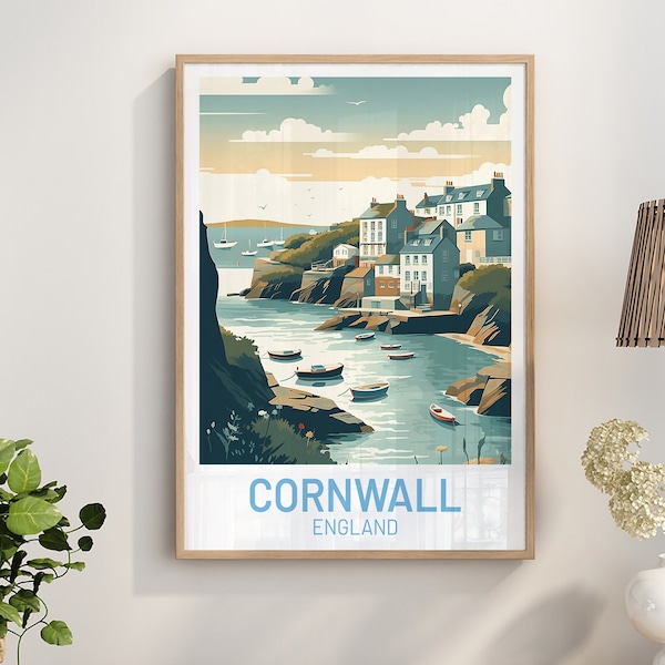 Cornwall England Travel Poster Vintage Print | Wall Art Decor | Birthday Wedding Anniversary Gift | English Tourism Poster