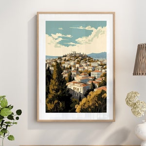 Athens traditional travel print - Morning Greece, Athens poster, Greece poster, Birthday present, Wedding gift