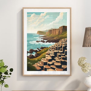 Giants Causeway Print | North Coast Wall Art Poster | Travel Wall Art | Northern Ireland Poster | Causeway Coast Art Decor