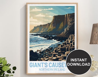 Giants Causeway Northern Ireland Travel Instant Download Printable Poster | Downloadable Wall Art | Birthday Wedding Anniversary Gift