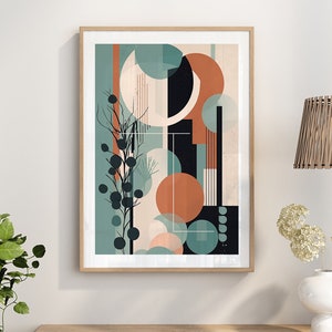 Boho Abstract Wall Art Print | Scandinavian Poster | Mid Century Neutral Modern Minimalistic Wall Art Print | Minimalist Orange Cream Black