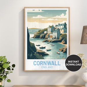 Cornwall Southwest England Travel Instant Download Printable Poster Print | Downloadable Wall Art | Birthday Wedding Anniversary Gift