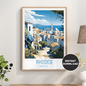 Poster stampabile con download immediato di viaggio in Grecia di Rodi / Stampa artistica da parete scaricabile di Rodi / Regalo di anniversario di matrimonio di compleanno