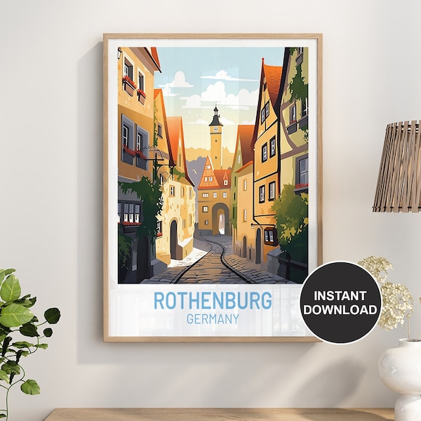 Rothenburg Germany Travel Sofortiger Download Druckbares Poster | Herunterladbare Wandkunst | Geburtstag Hochzeit Jahrestag Geschenk