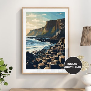 Giants Causeway Digital Download, Northern Ireland Travel Instant Printable Poster | Downloadable Wall Art Birthday Wedding Anniversary Gift