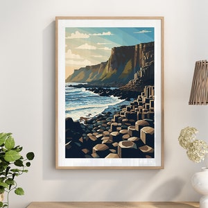 Giants Causeway Poster | Northern Ireland Wall Art Print | Travel Wall Art | County Antrim Print | North Coast