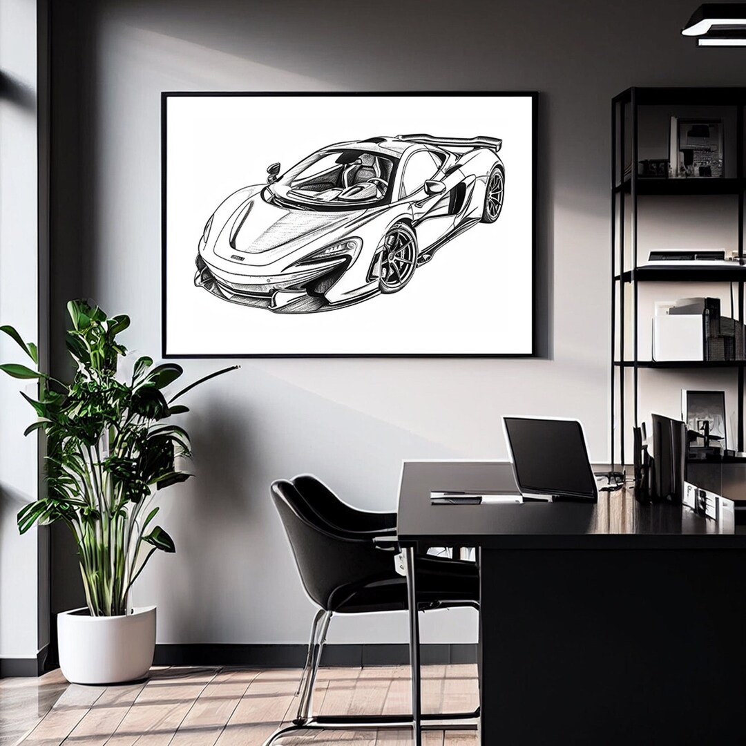 Mclaren Sketch Drawing Poster Print, Car Enthusiast Lover Him Gift ...