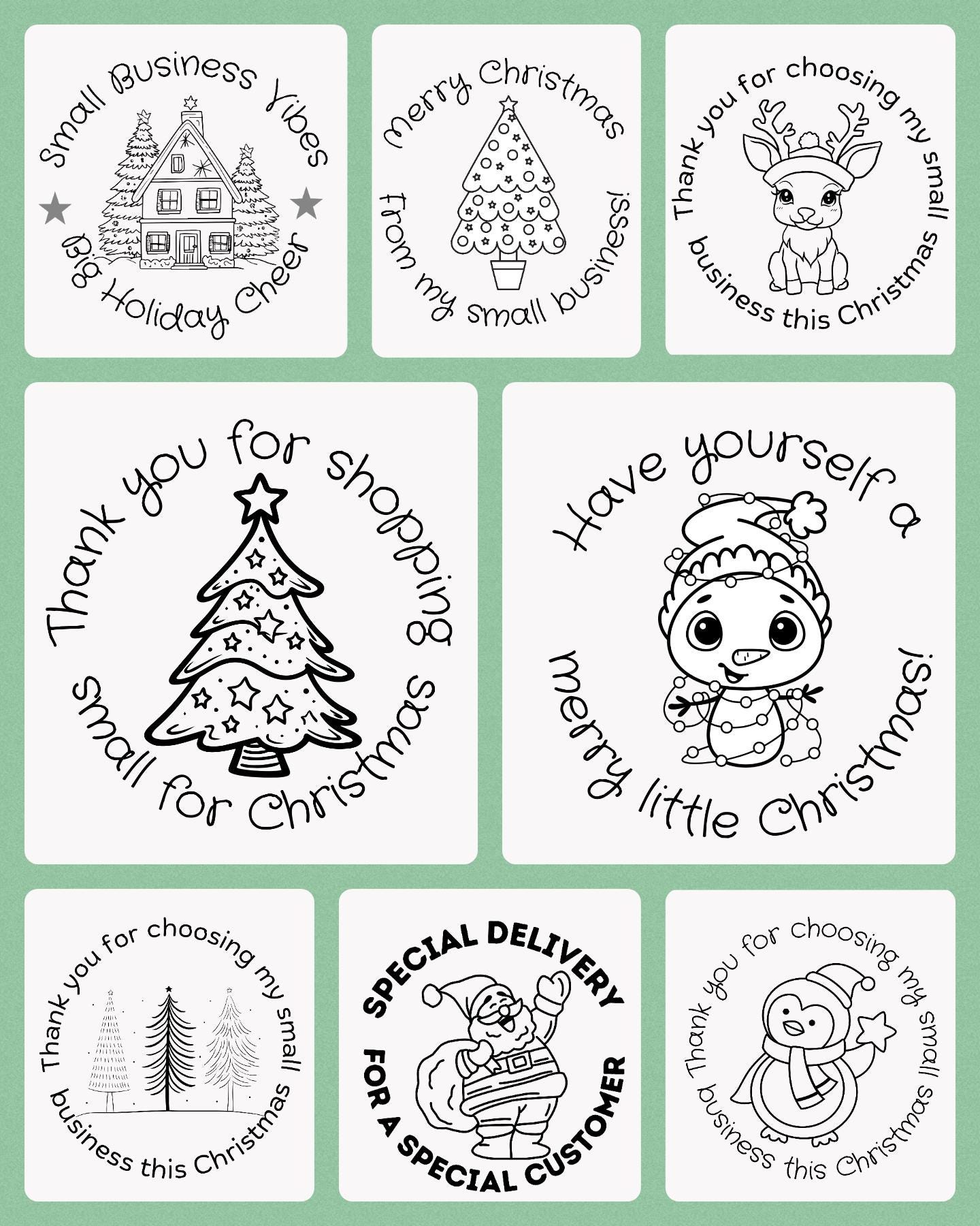 Christmas Sticker Labels: 2-inch Round/square Thermal Stickers (digital ...
