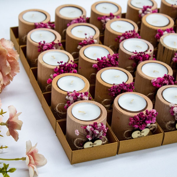 50PCS Bulk Wedding Favors Candle, Personalized Tealight Candle Holder, Wedding Favor for Guests, Rustic Wedding Candle Favors, Candle Favor