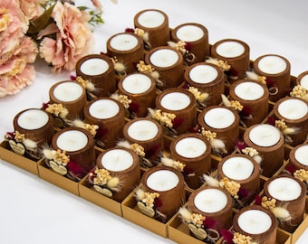 35 PCS Rustic Wedding Candle Favors, Bulk Wedding Favors Candle, Custom Tealight Candle Holder, Faveur de mariage pour les invités, Candle Favor